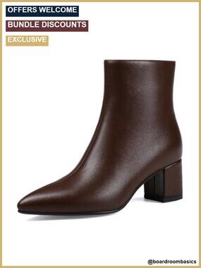 Women's Pointed Toe Ankle Boots Chunky Block Low Heel Booties